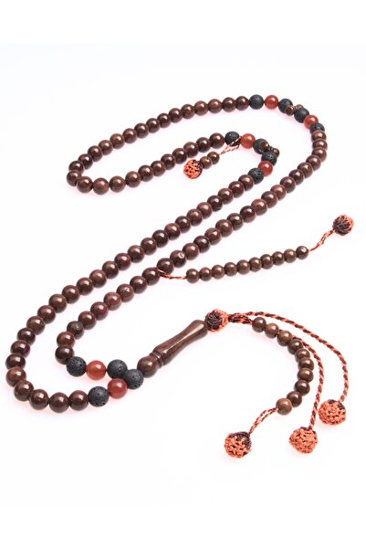 NAMAT Kuka with black lava and akik stones 99-bead 8mm Prayer Beads with hand...