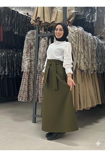 QUBERZ Bondid Belted Flared Skirt