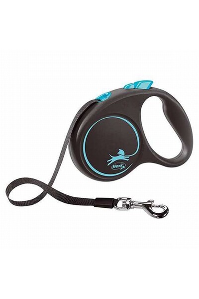 Flexi Black Design Automatic Stripe Dog Walking Collar Medum 5 Mt Blue