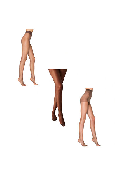 Penti Lycra Fit 15 Πακέτο με 3 γυαλιστερά καλσόν XL (Καστανί-Μούρι-Κόκκινο Μα...