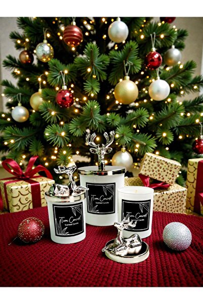 Tiem Concept Yılbaşına Özel Hediyelik Gümüş Geyikli Vanilya Kokulu 3'lü Beyaz...