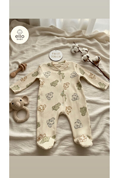 ELLO BABY Aslan Desenli Patikli Pamuklu Tulum 3 Ay, 6 Ay, 9 Ay