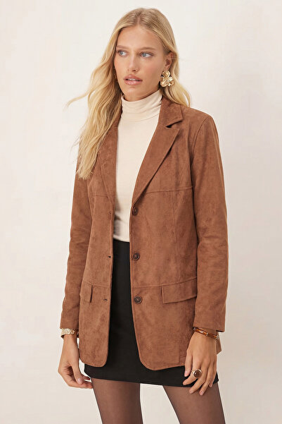 armonika Jachetă supradimensionată pentru femei din piele intoarsa premium - ...