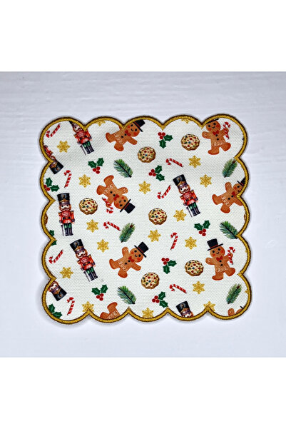 DECO Yılbaşı Sevimli Mini Obje Desenli Dijital Baskılı Nakış Kenar Kokteyl Peçetesi