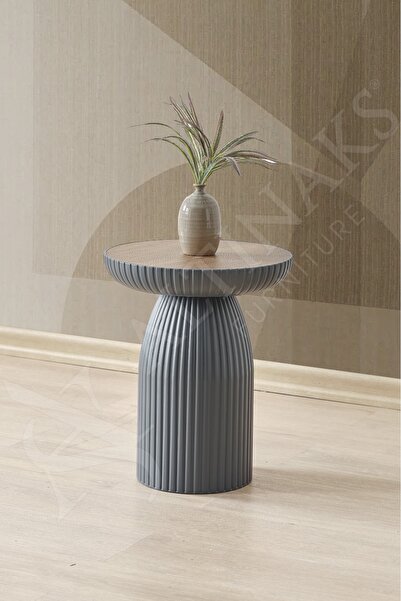 ALTINAKS MOBİLYA Diamond Sehpa,Bohem Sehpa, Tekli Sehpa,Yan Sehpa,Zigon Sehpa - Antrasit & Barok (Ceviz) Renk Tabla