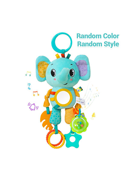 Choice Mirror elephant Soft Hanging Crinkle Squeaky Sensory LearningToy Stroller Car Seat Crib Travel Plush