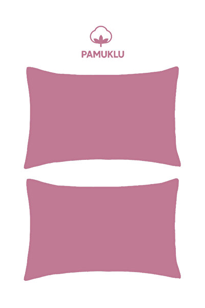 SUVAY 2'li Yastık Kılıfı Pembe Pamuklu Kapaklı 50x70 Cm