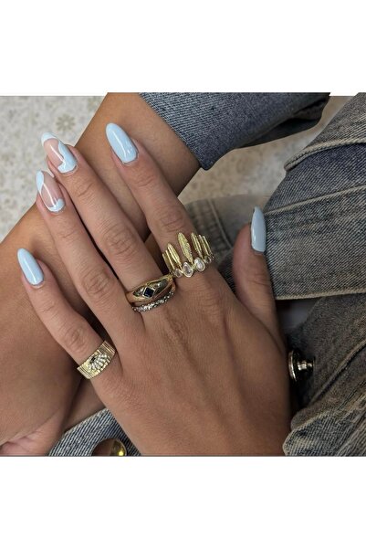 Xui Zirkon Gömme Taş Göz Model Serçe Parmak Yüzüğü-Gold Tırtık Plaka Göz Figü...