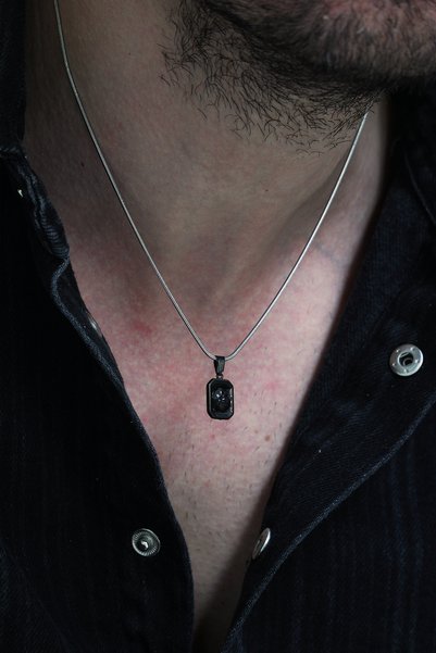 Fjellor Barliman Black Color Stainless Steel Men's Necklace – Featuring a Polar Star Figure