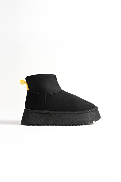 TRENDELLA Nadia women's black winter fur-lined thick sole boots