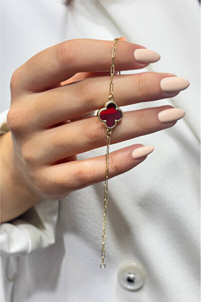 DİAMİNE PIRLANTA 14 Ayar Altın Bordo Yonca Ataç Bileklik