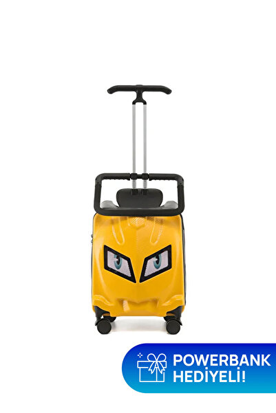 Zampago Led Işıklı Göz Desenli Çocuk Valizi – Binilebilir, Düşme Engelleyici