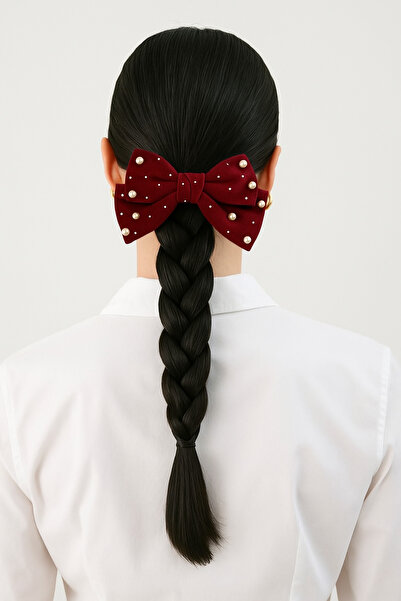 Katia&Bony Перлена панделка с автоматична закопчалка, червена