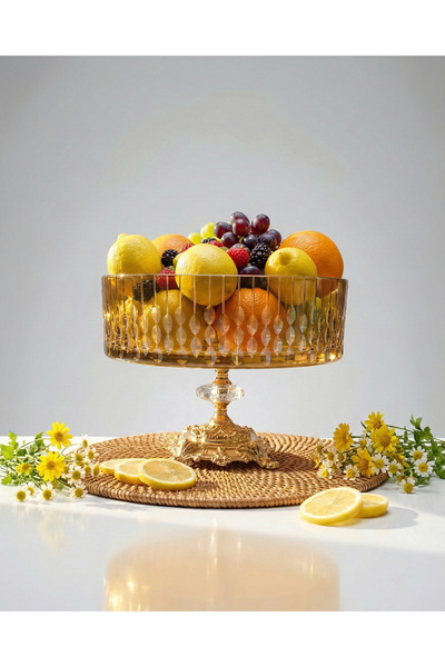 AKDEN STORE وعاء زجاجي للديكور الكريستالي، وعاء عرض، وعاء سلطة