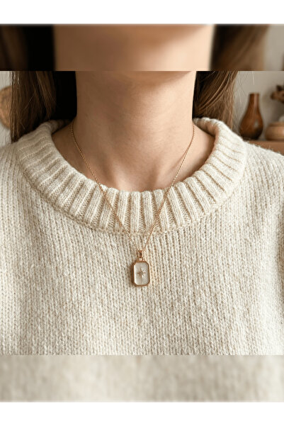 PURE BERRY BEYAZ KUTUP YILDIZI ZİRKON TAŞLI ÇELİK KOLYE KARARMAZ