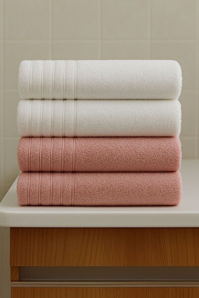 SHAL HOME طقم من 4 مناشف لليدين والوجه مصنوعة من القطن بنسبة 100% مقاس 50 × 9...