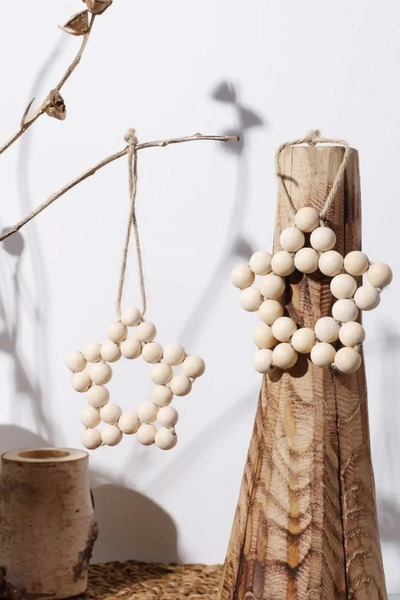 Kuzeylina 2 margele decorative din lemn de stea