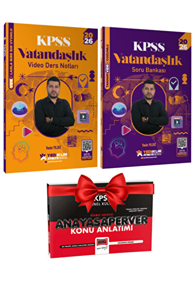Yediiklim Yayınları 2026 KPSS Vatandaşlık Video Ders Notları+Soru B.+Hediye 2...
