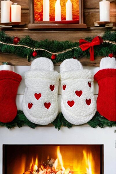 SWORD Winter Women's House Slippers | Small Heart Embroidered | Non-Slip Base