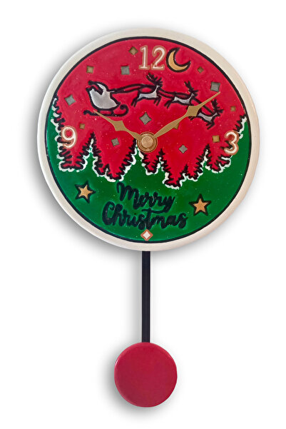 Tick Tack Clocks Yeni Yıl Gecesi - Seramik Sarkaçlı Duvar Saati – El Yapımı T...