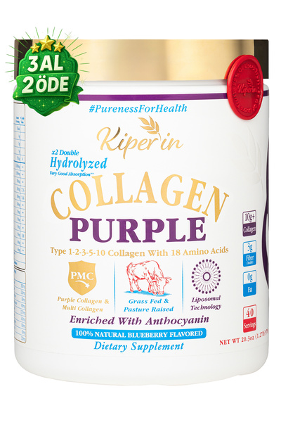 Kiperin %100 Saf ve Doğal Mor & Çoklu Kolajen Peptitleri içeren Lipozomal Teknoloji Diyet Takviyesi (576gr)