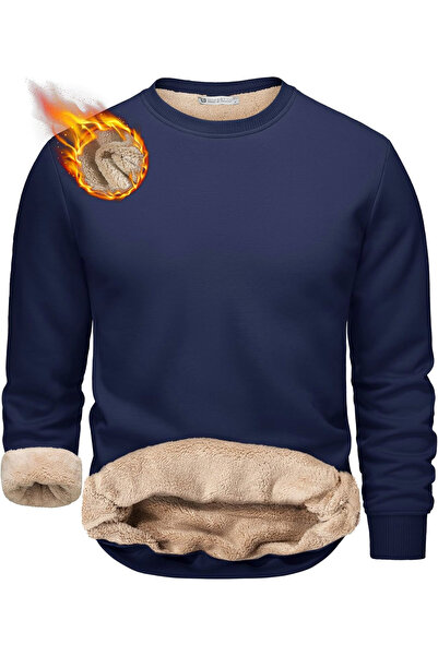 GHASSY CO. Ghassy Co. Erkek Ultra Termal Sherpa Peluş Astarlı Bisiklet Yaka S...