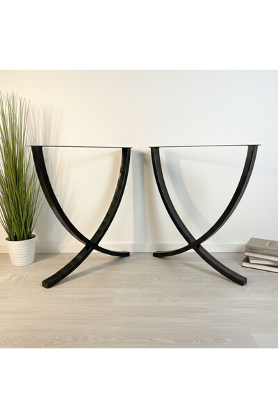 A&N DEKOR "Half Moon" Μεταλλικό Πόδι Τραπεζιού, Μαύρο - 2 Τεμάχια