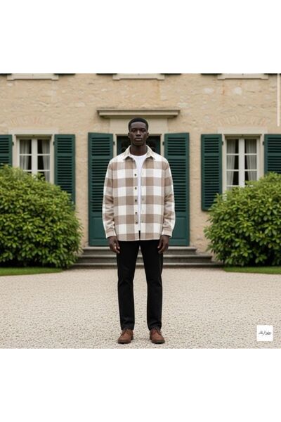 BYHAN Ali Beyhan Bej Oduncu Erkek Gömleği – Cepsiz, Kışlık Uzun Kol Sade ve P...