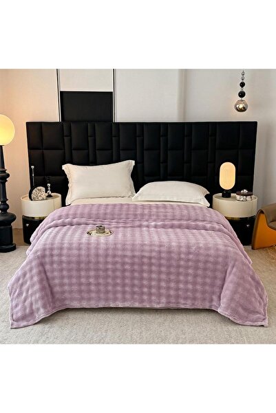 Truva Grup Fluffy Blanket Double Bed 200x230 cm – Faux Rabbit Fur, Purple, Ul...