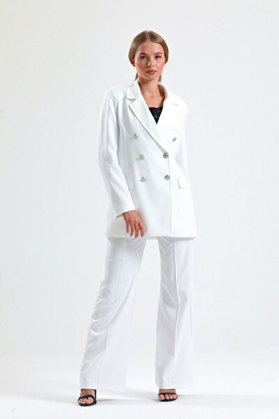 Sense Women's Suit Jacket And Pants| TK34239 Ecru