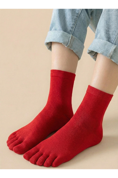 FENRA STUDIO KADIN BAMBU PARMAKLI KOKU VE MANTAR ÖNLEYİCİ KIRMIZI NEFES ALAN ...