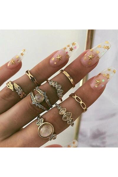 Pursehuit Set de 8 inele aurii, cu pietre, Mirela C2