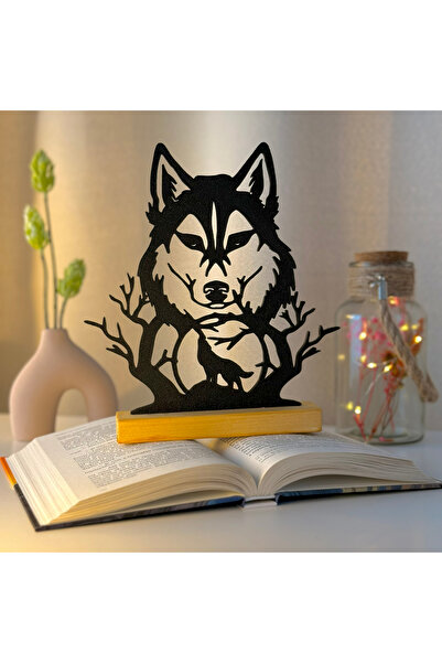 OEM Decoratiune "Spirit Salbatic" cu baza din lemn natural, 21.5 cm, negru, i...