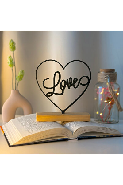 OEM Decoratiune "Love" cu baza din lemn , 15 cm, negru, imprimat 3D