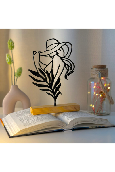 OEM Decoratiune "Gratie Misterioasa" cu baza din lemn natural, 21 cm, negru, ...