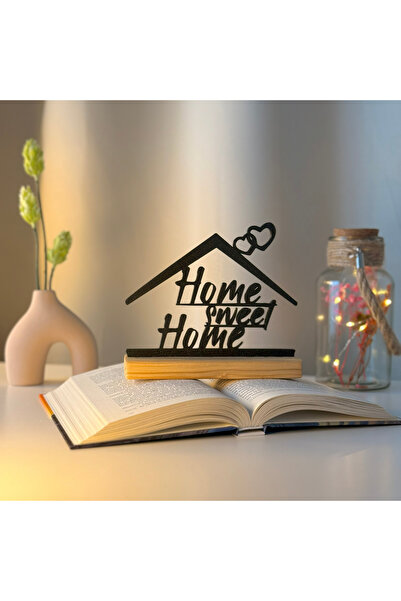 OEM Decoratiune "Home Sweet Home" cu baza din lemn , 14 cm, negru, imprimat 3D