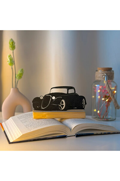 OEM Decoratiune "Hot Rod Rebel" cu baza din lemn natural, 9 cm, negru, imprimat 3D