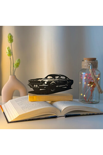 OEM Decoratiune"Legenda Mustang" cu baza din lemn , 9 cm, negru, imprimat 3D