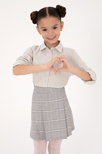 U.S. Polo Assn. Kız Çocuk Krem Melanj Uzun Kollu Basic Gömlek 50317666-XX7018