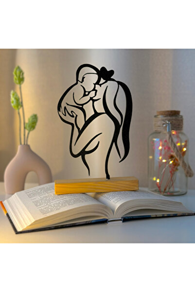 OEM Decoratiune "Iubire de Mama" cu baza din lemn natural, 20 cm, negru, impr...