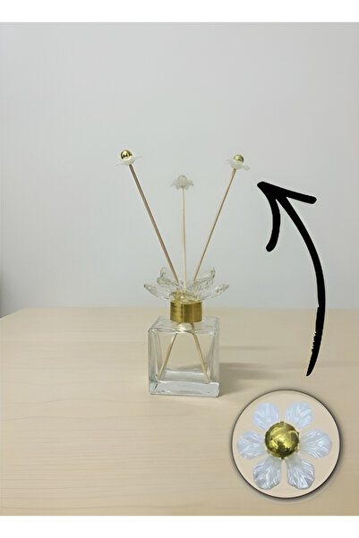 EVİMDM Kristal Taş Kapaklı Cam Şeffaf Çubuklu Koku Şişesi