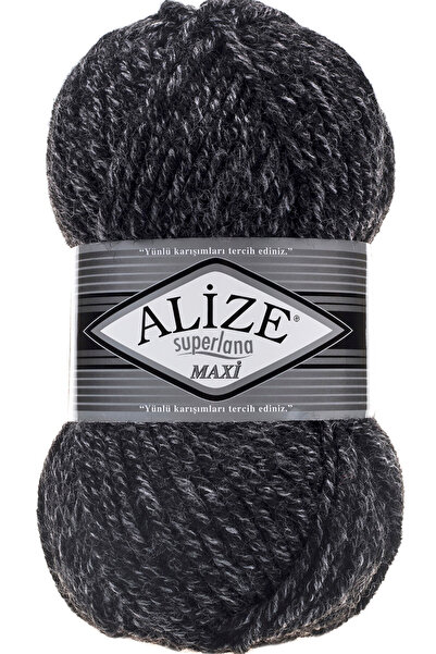 Alize Süperlana Maxi Kalın El Örgü Ipi 800 Jaspe Antrasit