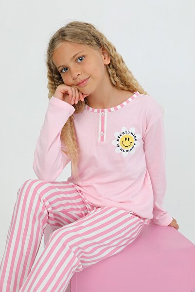 vitmo Devojčička pidžama sa dugim rukavima, 100% pamuk dela, sa detaljima na ...