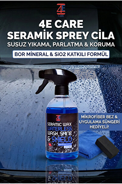 4E CARE Seramik Wax ( Seramik Cila) Uygulama Süngeri Ve Mikrofiber Bez (YENİL...