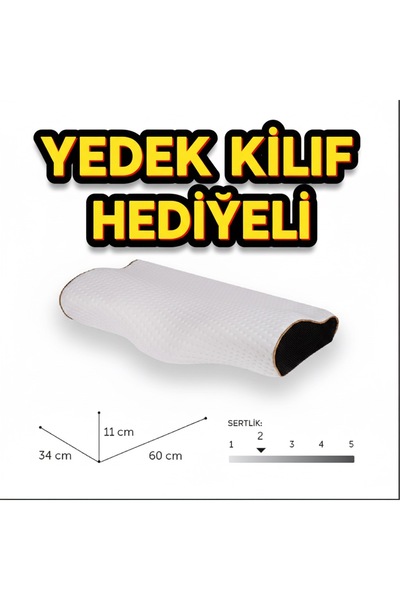 PUFYMAX Pernă ortopedică Visco, pernă de susținere a gâtului prietenoasă cu coloana vertebrală, pernă pentru îndreptarea gâtului, husă de schimb CADOU