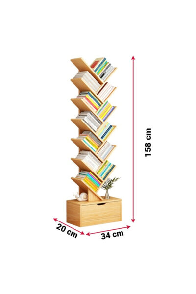 OEM Raft de cărți din lemn în formă de copac – Modern 158 x 34 cm
