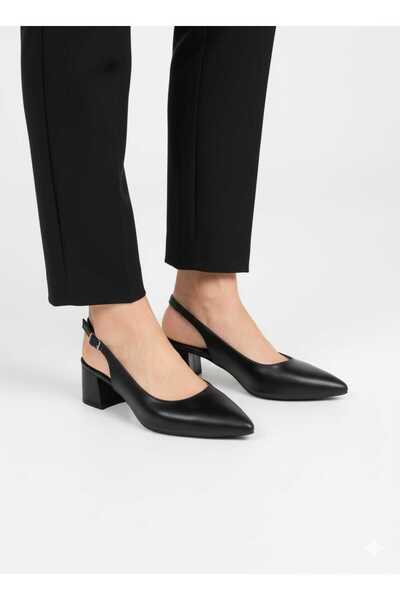 Weynes حذاء نسائي أسود مفتوح من الخلف بكعب 5 سم للاستخدام اليومي WSB3066