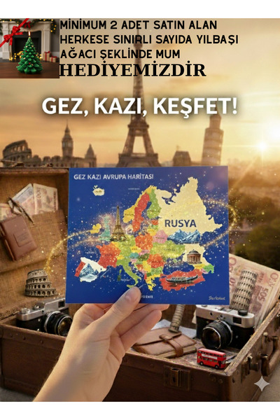 Sherlocked Gez Kazı Avrupa Haritası - 22x18 Cm (MAGNET) Kazınabilir Harita