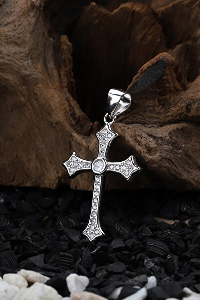 TAYFUN SİLVER Vintage Stil Yaprak Detaylı Haç Kolye Ucu | 925 Ayar Gümüş Işıl...