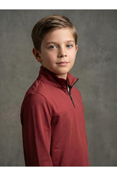 CLAW UP WORK KIDS HALF ZIP SCUBA SWEAT | BURGUNDY (Slim Fit Yarım Fermuarlı S...